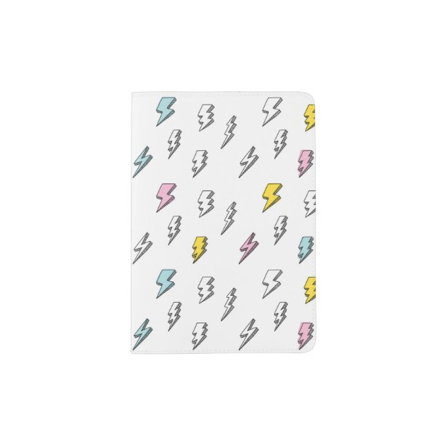 Cute Doodle Lightning Bolt Pattern Passport Holder (Front)
