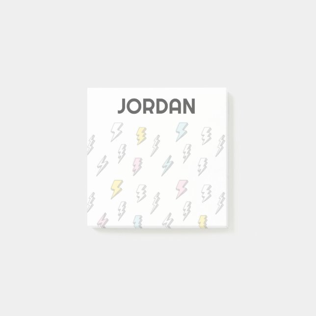 Cute Doodle Lightning Bolt Pattern Post-it Notes (Front)