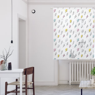 Cute Doodle Lightning Bolt Pattern Sheer Curtains