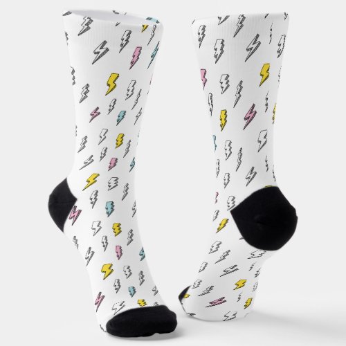 Cute Doodle Lightning Bolt Pattern Socks