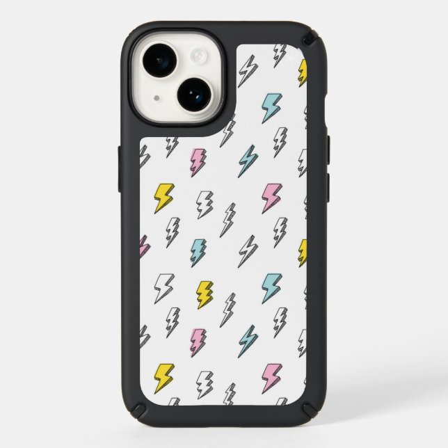Cute Doodle Lightning Bolt Pattern Speck iPhone Case (Front)