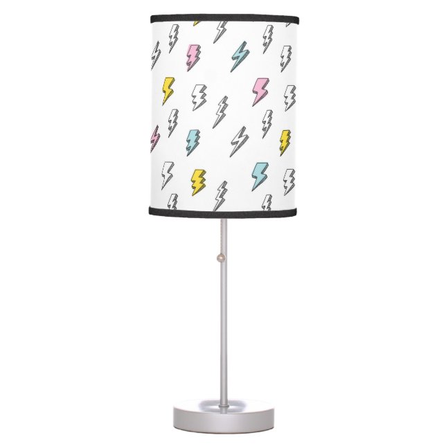 Cute Doodle Lightning Bolt Pattern Table Lamp (Front)