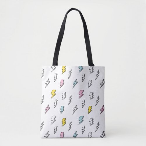 Cute Doodle Lightning Bolt Pattern Tote Bag