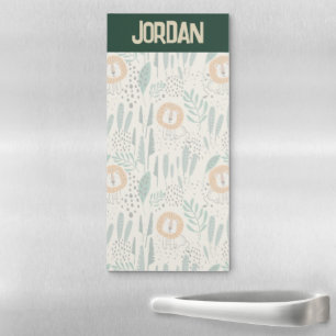 Cute Doodle Lion Jungle Rainforest Pattern Magnetic Notepad
