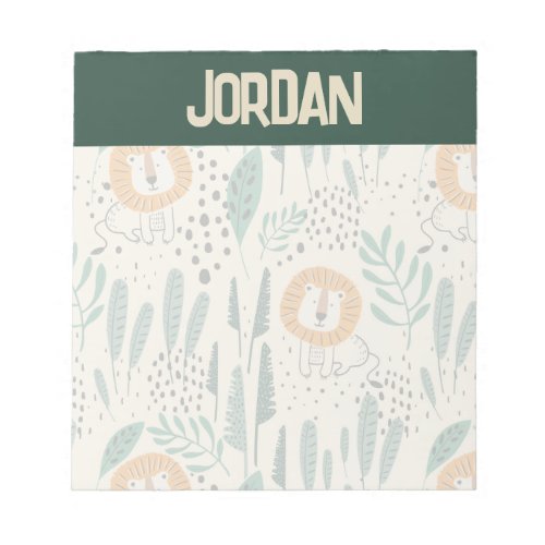 Cute Doodle Lion Jungle Rainforest Pattern Notepad