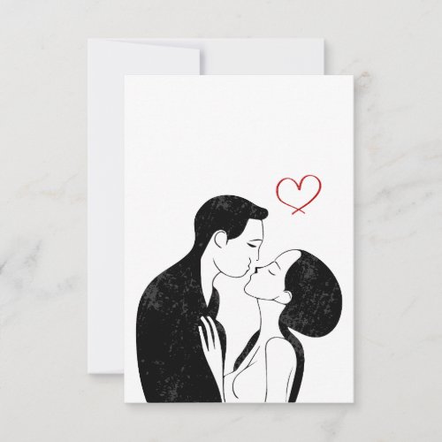 Cute Doodle Love Heart Romantic Couple Kiss Thank You Card