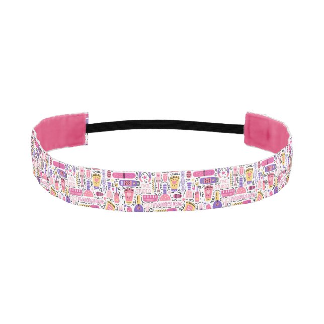 Cute Doodle Manicure Pattern Athletic Headband (Front)
