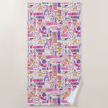 Cute Doodle Manicure Pattern Beach Towel