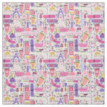 Cute Doodle Manicure Pattern Fabric