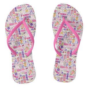 Cute Doodle Manicure Pattern Flip Flops