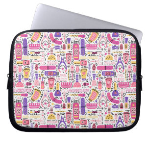 Cute Doodle Manicure Pattern Laptop Sleeve