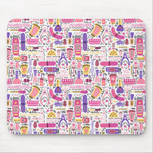 Cute Doodle Manicure Pattern Mouse Pad