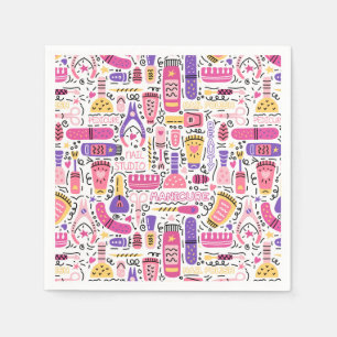 Cute Doodle Manicure Pattern Napkins