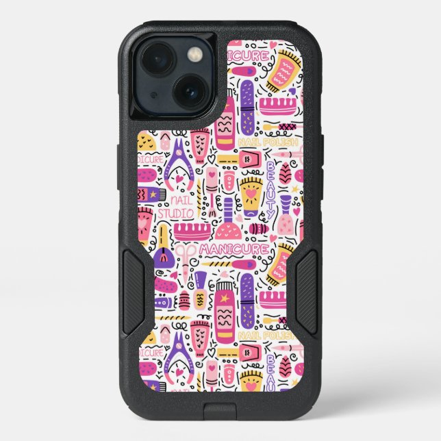 Cute Doodle Manicure Pattern Otterbox iPhone Case (Back)