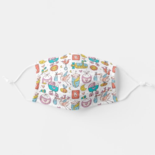 Cute Doodle New Baby Shower Pattern Adult Cloth Face Mask