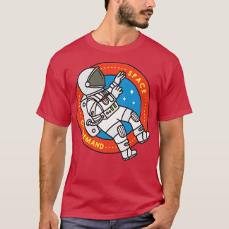 Cute Doodle of Astronaut Floating in Space T-Shirt