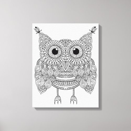 Cute Doodle Owl 6 Canvas Print