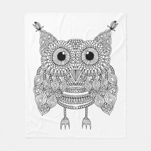 Cute Doodle Owl Fleece Blanket