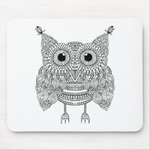 Cute Doodle Owl Mouse Pad