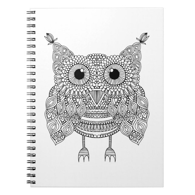 Cute Doodle Owl Notebook (Front)