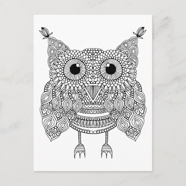 Cute Doodle Owl Postcard (Front)