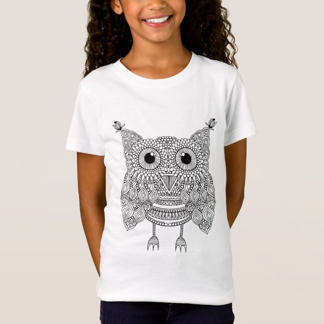 Cute Doodle Owl T-Shirt (Front)