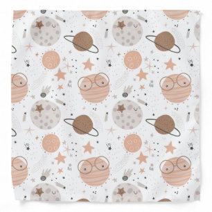 Cute Doodle Planet Pattern Bandana