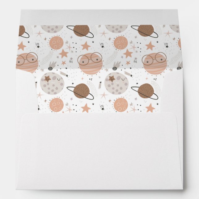 Cute Doodle Planet Pattern Envelope (Back (Bottom))
