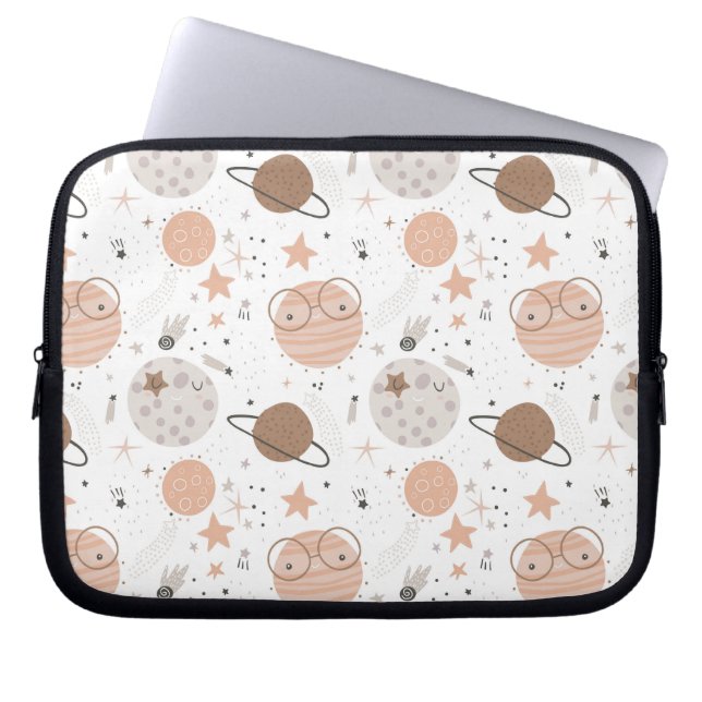 Cute Doodle Planet Pattern Laptop Sleeve (Front)