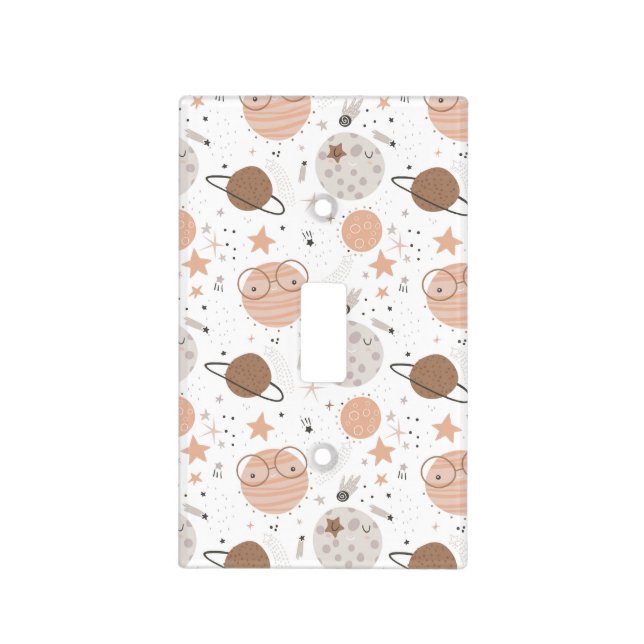 Cute Doodle Planet Pattern Light Switch Cover (Front)