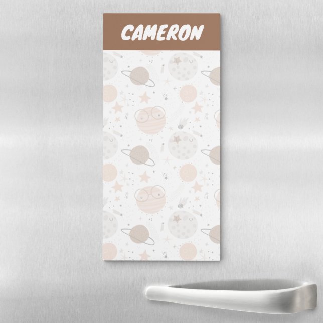Cute Doodle Planet Pattern Magnetic Notepad (In Situ)
