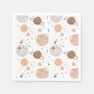 Cute Doodle Planet Pattern Napkins
