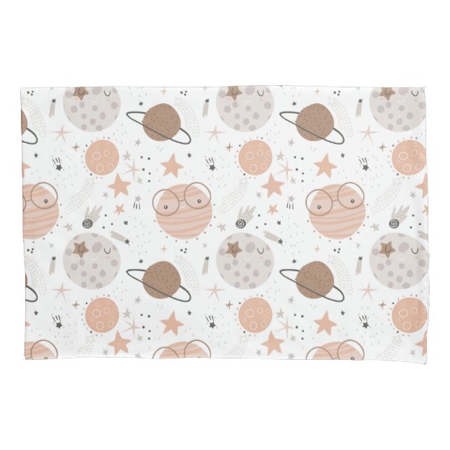 Cute Doodle Planet Pattern Pillow Case (Front)