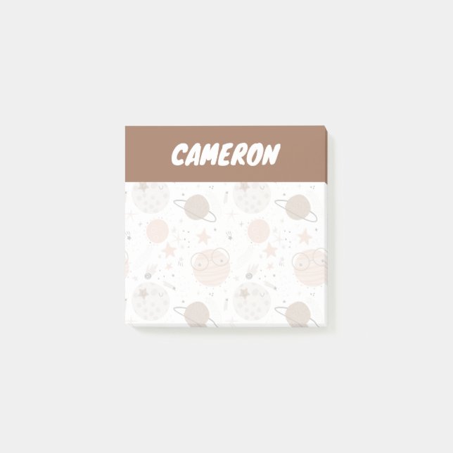 Cute Doodle Planet Pattern Post-it Notes (Front)