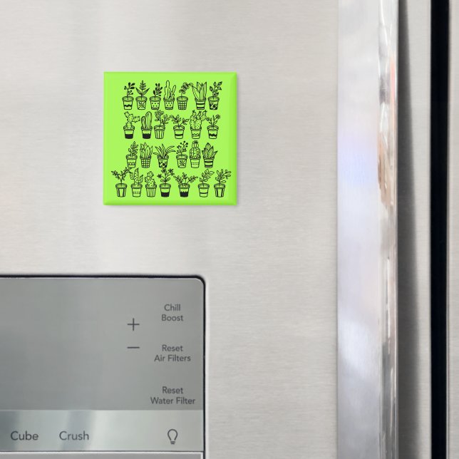 Cute Doodle Plants in Pots  Magnet (In Situ (Fridge))