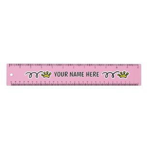 Cute doodle princess crown personalized school ruler