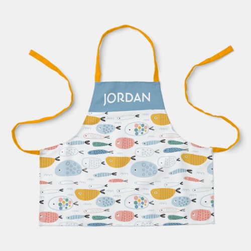 Cute Doodle School of Fish Pattern Apron