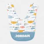 Cute Doodle School of Fish Pattern Baby Bib