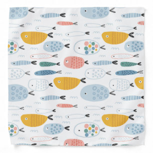 Cute Doodle School of Fish Pattern Bandana
