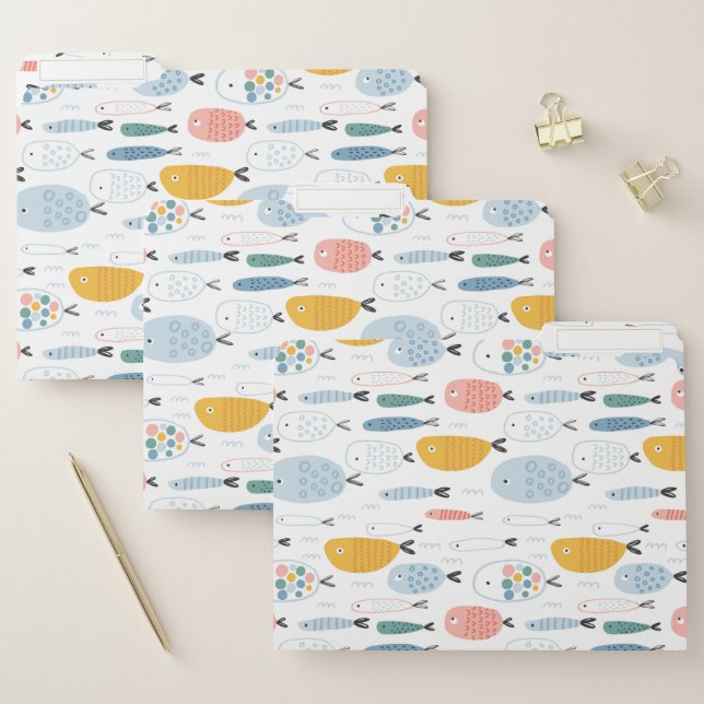 Cute Doodle School of Fish Pattern File Folder (Set)