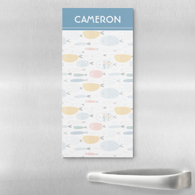 Cute Doodle School of Fish Pattern Magnetic Notepad (In Situ)