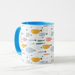 Cute Doodle School of Fish Pattern Mug