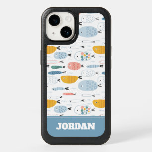 Cute Doodle School of Fish Pattern OtterBox iPhone 14 Case
