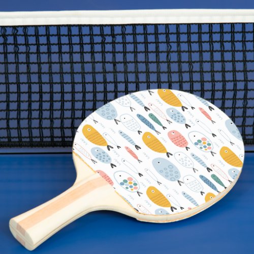 Cute Doodle School of Fish Pattern Ping Pong Paddle