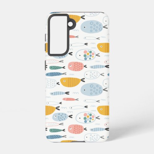 Cute Doodle School of Fish Pattern Samsung Galaxy S21 Case