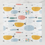 Cute Doodle School of Fish Pattern Trinket Tray