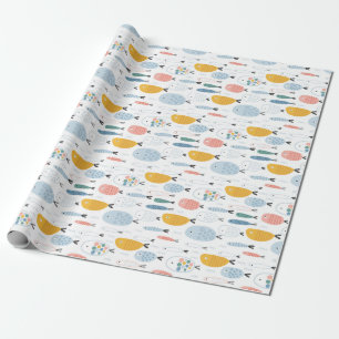 Cute Doodle School of Fish Pattern Wrapping Paper