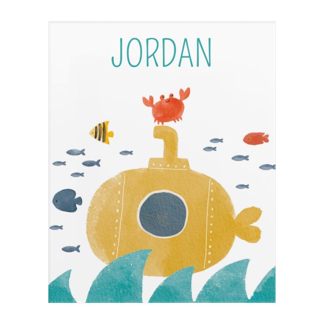Cute Doodle Submarine | Explore Acrylic Print (Front)