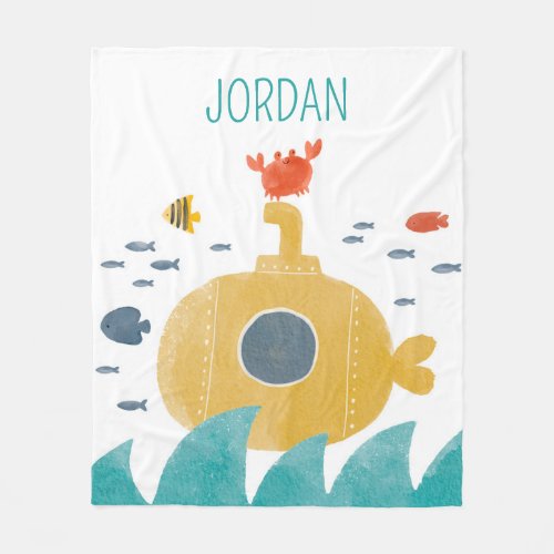 Cute Doodle Submarine  Explore Fleece Blanket