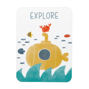 Cute Doodle Submarine   Explore Magnet